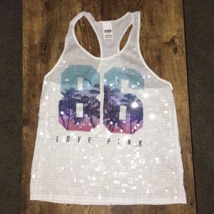 Pink Victoria's Secret sequin racerback tank top